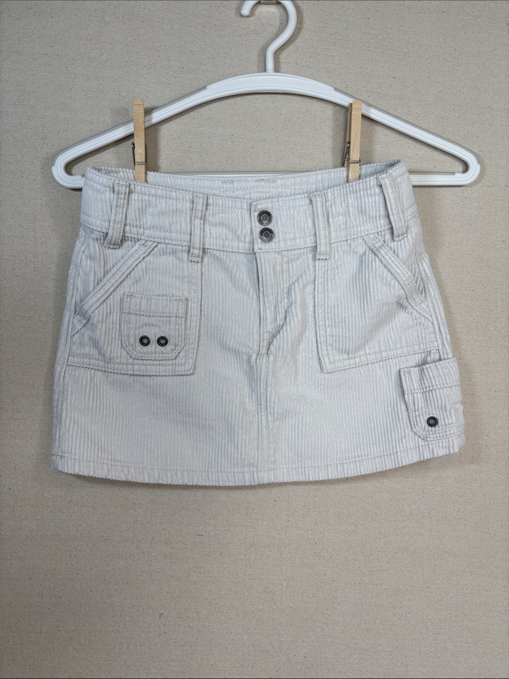 Old Navy Off-White Corduroy Skirt with Utility Pockets